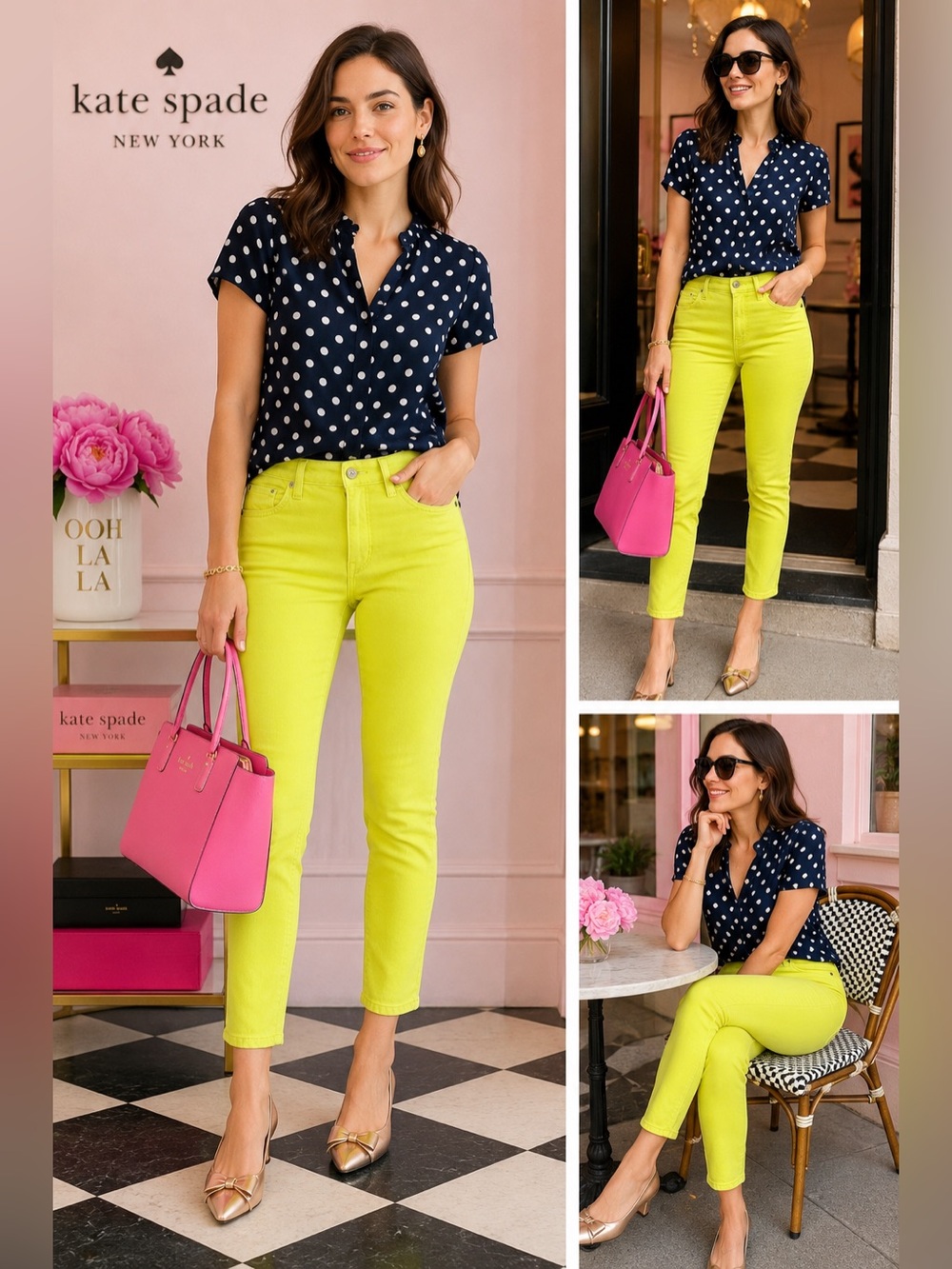 Kate Spade New York "Perry Street" Neon Yellow Skinny Jeans Size 28